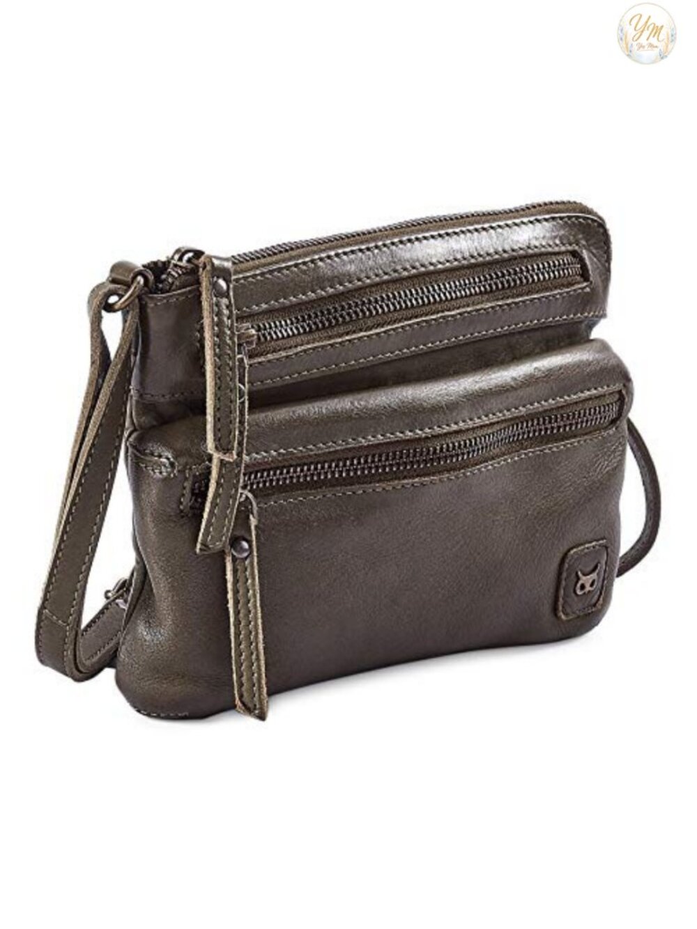Top Grain Cowhide Leather Crossbody Bag Small Sling Purse Multi Pocket